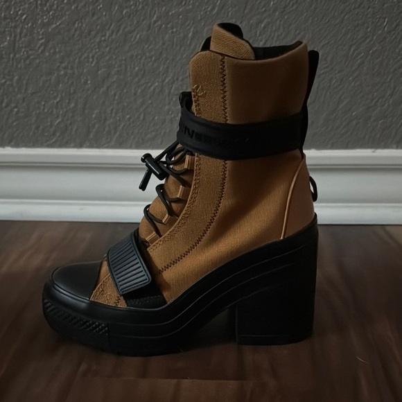 Converse Tan and Black Combat Moto Boots with Chunky Sole - Picture 3 of 4
